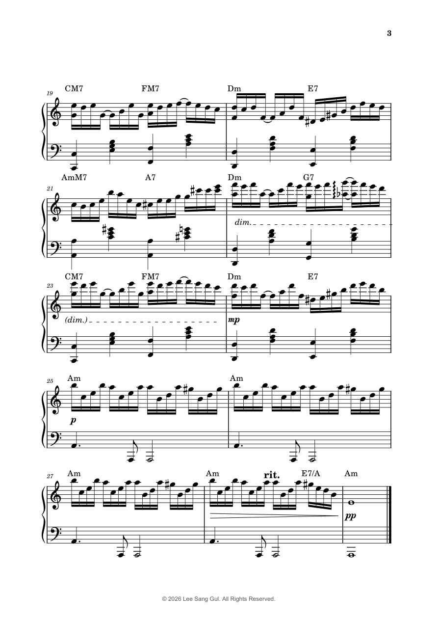 Prelude No. 1 연주용 악보 3쪽