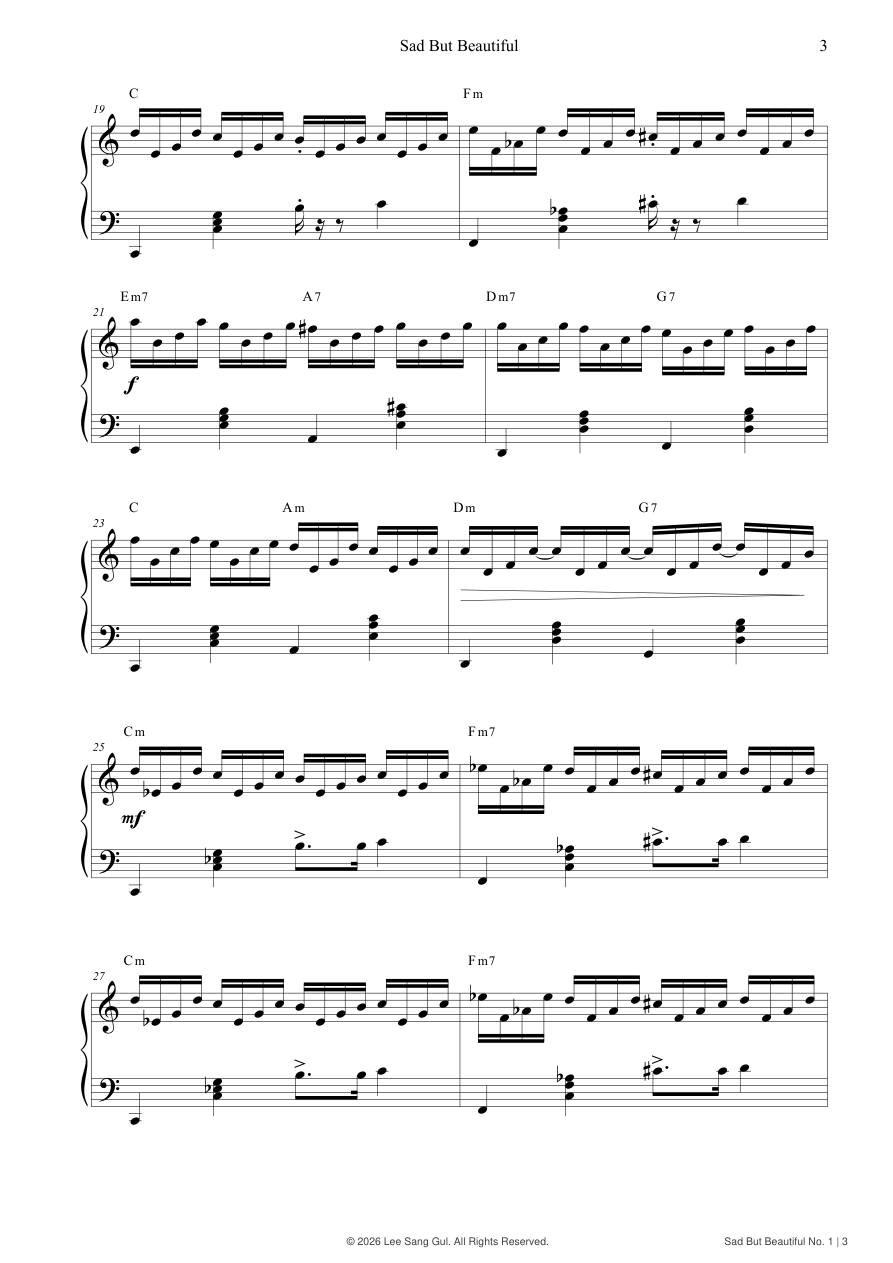 슬프지만 아름다운 No. 1 악보 3쪽